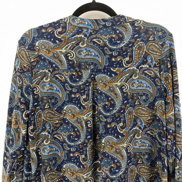 Boho Peasant Hippie Tunic Top Paisley Colorful 3/4 Roll Tab Sleeve Stretch - Picture 6 of 8